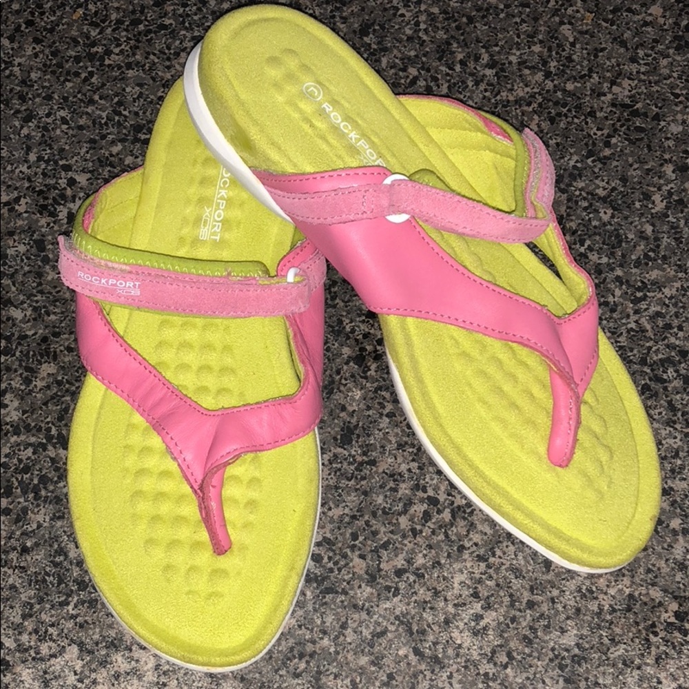 Bright colored Rockport flip flops